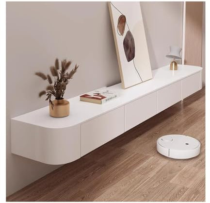 YAONJS Meuble TV Suspendu en Bois Massif – Rangement Mural pour Petits Appartements(140cm)