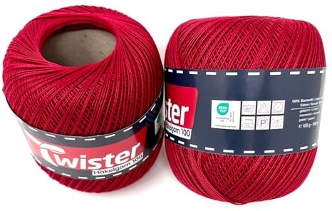 Twister Häkelgarn Weinrot Handstrickgarn Baumwollgarn 2x100g