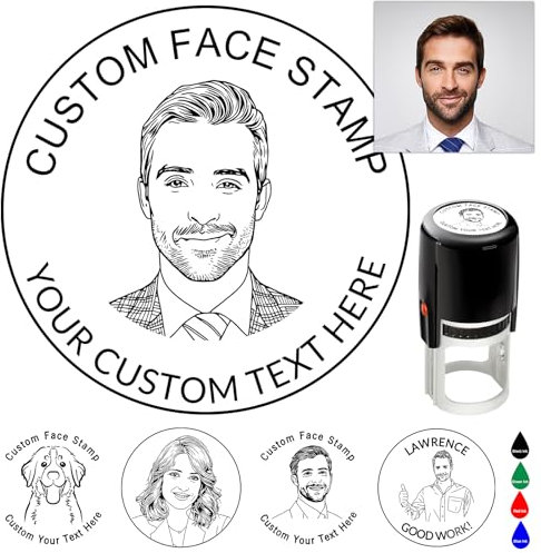 Timbro personalizzato con faccia timbro autoinchiostrante personalizzato Logo aziendale Immagine Testo Teather Timbro Regalo divertente 4 Scelte di colore e carattere