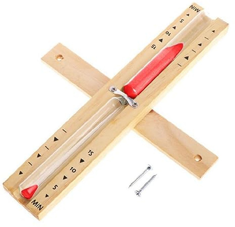 Ujjdwiurgh Sablier en Bois à Fixer au Mur, en Forme de Sablier. Durée de 15 Minutes. Sable Rouge. Robuste, Facile à Utiliser et Réutilisable.