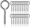 20Pcs M4 x 50 Eyelet Screws Vine Eye Bolts Eye Screws Hooks Metal Screw-in Hook Heavy Duty 304 Stainless Steel Self Tapping Ring Screw Nails