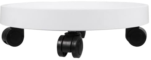 Schwerer Pflanzenroller für Blumentöpfe, 32x32x9cm Weiß | PP Ausführung, Runde Form mit Universalrollen, für Bodenschutz auf Terrasse und Innenraum