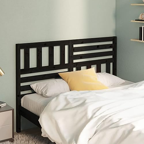 Owoxanthellate Kopfteil Kiefer Massivholz 146x4x100 cm Schwarz Modernes Design Stabil & Langlebig Schlafzimmer Deko für Bett ohne Kopfteil