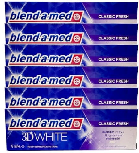 blend-a-med 3D White Extra Fresh Zahnpasta, Whitening & Frische, entfernt Verfärbungen, für weißere Zähne, langanhaltende Frische, Vitalizing, 6 x 75 ml Vorratspack