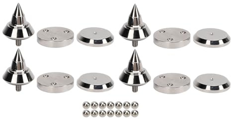 4 - Pack Speaker Shock Absorption Feet, Aluminum Alloy Height Adjustable M8 Speaker Spike Pads with Steel Balls for CD DVD Player Amplifier and Audio Equipment