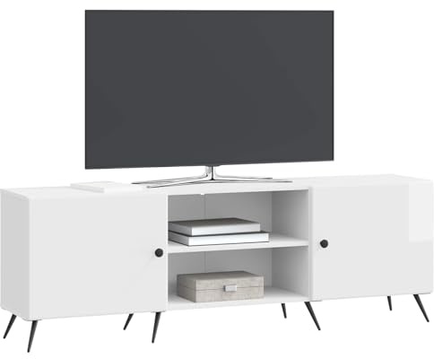 vidaXL TV-Schränk Hochglanz Weiß 150 x 31 x 50 cm Holzwerkstoff, Vintage Lowboard, rechteckige Medieneinheit, viel Stauraum, Holz, Cooler Organizer für Dein Wohnzimmer