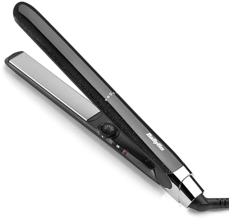 BaByliss Midnight Shine Plancha de Pelo, Placas de Titanio-Cerámica, Placas Largas, 13 Temperaturas (170–235°C), Calentamiento Rápido, Antiencrespamiento Acabado Brillo, ST590E