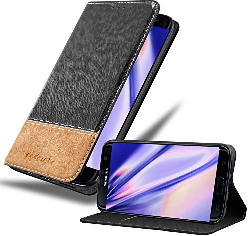 cadorabo Coque pour Samsung Galaxy S7 Edge en Noir Brun - Housse Protection avec Fermoire Magnétique, Stand Horizontal et Fente Carte - Portefeuille Etui Poche Folio Case Cover