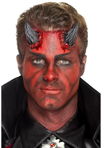 Smiffys Make-Up FX, Latex Devil Horn Prosthetics, with Adhesive, Cosmetics and Disguises Fancy Dress, Devil Dress Up Cosmetics & Disguises.