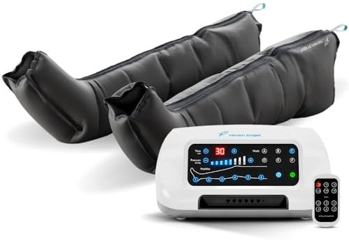 Venen Engel 6 Premium Beinmassagegerät mit Beinmanschetten | 6 Luftkammern | Massagegerät mit 6 Programmen für eine angenehme Gleitwellenmassage an den Beinen | Medizinisch zertifiziert