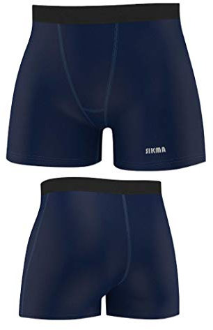 Sikma Mens Compression Boxer Shorts Baselayer Skin Tight Briefs Sports Gym Fitness Bottom (Blue, Medium)