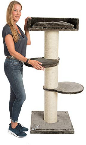 JAMAXX Premium 155cm XXL Kratzbaum für große schwere Katzen 20cm extra-starker Stamm, 4cm Starke Bodenplatte, extra-Dickes Kuschel-Plüsch, Kletterbaum Katzenbaum Grau-Braun