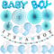 ZERODECO Junge Baby Dusche Dekoration, Blau It's A Boy Girlande Baby Boy Folie Ballons Aufhängen Fächer Elefant Girlande Banner und Luftballons für Baby Shower Babydusche