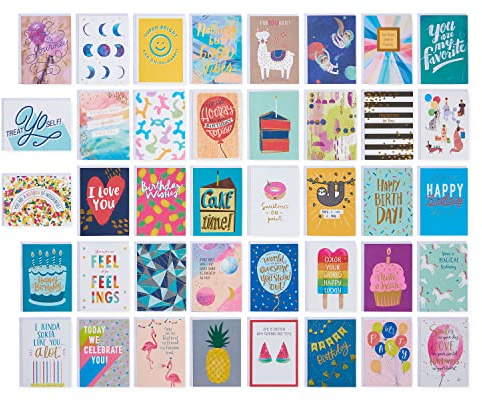 UK Greetings | Multipack of 40 Birthday Cards | Vibrant Designs | Happy Birthday Gifts | Greeting Card | Her/Him | With Keepsake Box & Envelopes | 17.15 x 13 cm