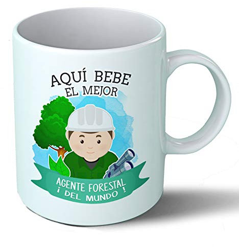 Planetacase - Taza Agente Forestal - Regalo Original Guardabosques - Cerámica 330 mL - Taza Desayuno Apta para Microondas y Lavavajillas - Resistente a Lavados - Agente Forestal (Él)