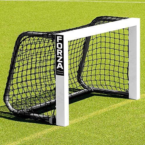 FORZA Mini-Hockeytor – 0,9m x 0,6m klappbares Aluminium Tor │ schwarz und blau Netzoptionen (Schwarz)