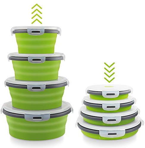 SZRWD Tragbare Zusammenklappbare Brotdose,Faltbare Silikon Brotbox,Hergestellt aus Umweltschutz-PP und Silikon in Lebensmittelqualität,Gefrierkonservierung oder Mikrowellenerwärmung(grün)