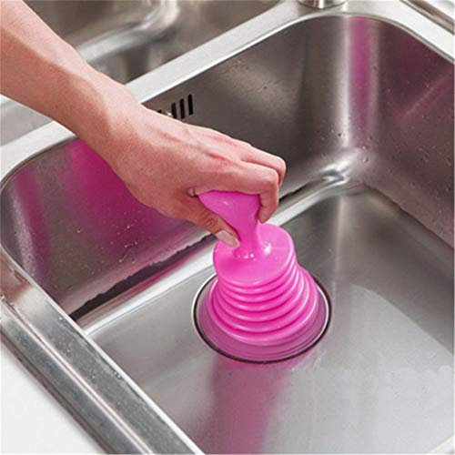 JINLL Toilet Suction Sink And Drain Plunger For Bathrooms,Kitchens,Sinks,Baths And Showers. Small And Powerful,Rose Red