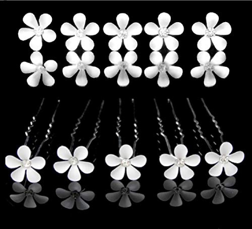 White Daisy Hair Pins (10 Pins)