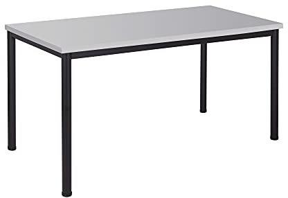 Schreibtisch u. Besprechungstisch mit schwarzem Tischgestell | Konferenztisch Bürotisch Computertisch Mehrzwecktisch Arbeitstisch PC-Tisch Homeoffice-Tisch (lichtgrau, 160 x 80 x 77,5 cm)