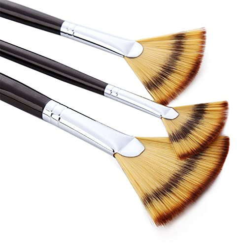 CENPEK 3 Pcs Artist Fan Brush, Artist Soft Anti-Shedding Paint Brush Made of Premium Nylon Hair for Acrylic Painting Watercolor Painting Oil Painting