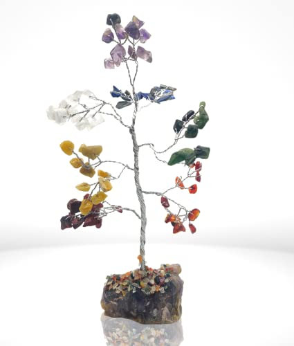 DOJA Barcelona | Arbre de Vie 7 Chakras Pierres Naturelles | Arbre Decoratif en Pierres et Cristaux Feng Shui pour Maison | Cristal Guérison Magique 7 Chakra Porte Bonheur | Décoration Interieur