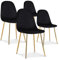 INTENSE DECO Lot de 4 chaises Bali Velours Noir Pieds doré