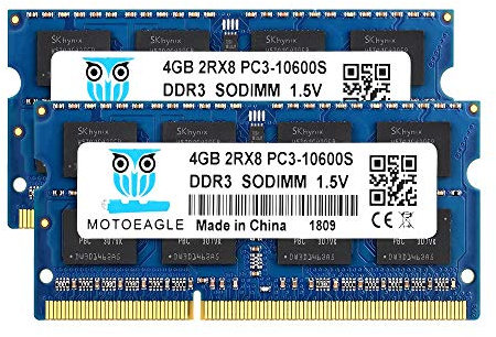 8GB Kit (2x4GB) DDR3 1333MHz PC3 10600S 4GB SODIMM 204-Pin Non-ECC 1.5V CL9 2Rx8 Dual Rank Notizbuch Arbeitsspeicher