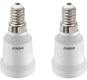 JUNSHI Adaptateurs E14 vers E27,Puissance Maximale 200W,Résistants à La Chaleur Jusqu'à 150°C,Résistants au Feu,Convertissent Le Petit Culot à Vis E14 en douille Edison E27,Lot de 2