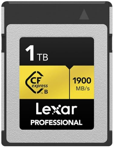 Lexar Professionelle 1 TB CFexpress Typ B Speicherkarte Gold Serie, bis zu 1900 MB/s Lesen, Raw 8K Videoaufnahme, unterstützt PCIe 3.0 und NVMe (LCXEXPR001T-RNENG)