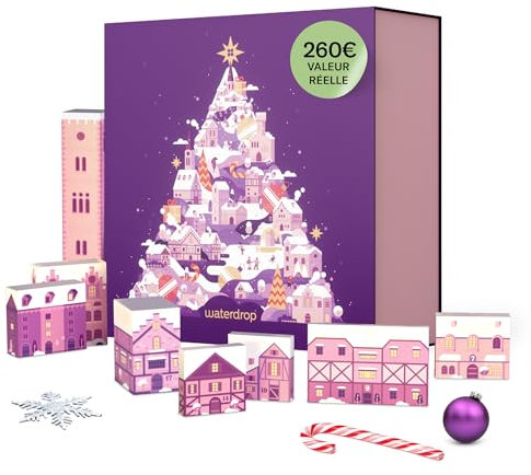 waterdrop® & Friends Adventskalender 2025 XXL – 25 Türchen mit Purelei, Roho, KoRo, feschi & NEOH – Exklusive Accessoires, Getränkewürfel & Goodies – Geschenk für Frauen & Männer