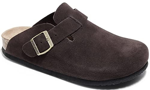 RBPWU Clogs for Women and Men,Womens Suede Clogs-Mules Womens/Mens House Slipers with Arch Support Coffee