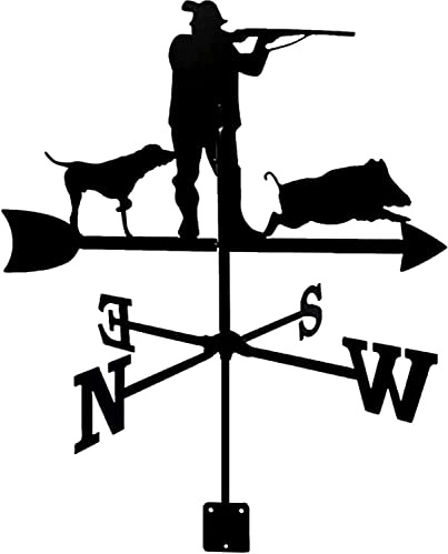 Wetterfahne Jäger mit Dachmontage, Windrichtungsanzeige, Retro-Metall-Garten-Wetterfahne kreative Windfahne Edelstahl für Bauernhof, Hof, Heimdekoration, Geschenk
