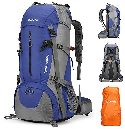 King'sGuard 70L Wanderrucksack mit Regenschutz, leichter Reiserucksack, wasserdichter Campingrucksack, Tiefes Blau, 70L, Reiserucksäcke