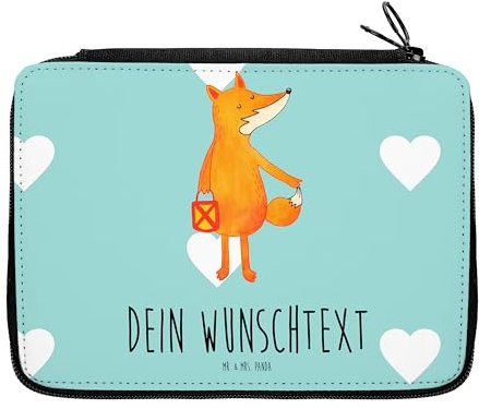 Mr. & Mrs. Panda Personalisierte Federmappe Fuchs Laterne - Personalisierte Geschenke, PersonalisierteS Federmäppchen, Schule, Personalisierte