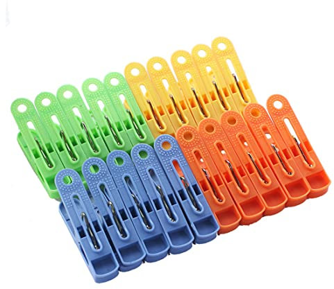 20 Pezzi Mollette da Bucato, Mollette Antiscivolo, Mollette Bucato In Plastica Piccolo, Clip di Vestiti Antivento Pioli Supporti, Per Telo Mare, Vestiti, Conservazione Degli Alimenti (4 Colori)