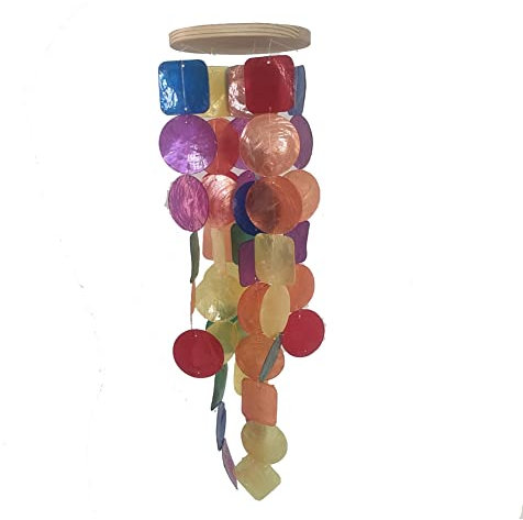 Yurosiay Muschel Windspiel Hängend - Capiz Perlmutt für Draußen - Elegantes Garten Windspiel für Terrasse, Balkon - Bunt