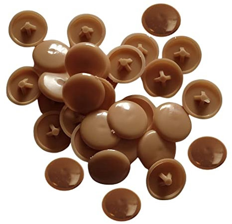 TERF® Brown Press-Fit Pozi Cover Cap 12mm (1/2 Inch) Diameter Push It Clip On for Pozidriv Head Ø 6g - 8g (3.5mm - 4mm) Screw Size - Pack of 100