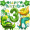 Dino Geburtstag Deko 3 Jahre, Geburtstagsdeko Jungen 3 Jahre, Dino Deko Kindergeburtstag, Dino Folienballon 3 für Dino Party Kindergeburtstag Deko Geburtstag Junge
