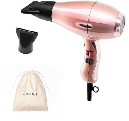 elchim 3900 Healthy Ionic Venetian Rosegold Schuko-Steckdose mit Baumwollbeutel – professioneller Haartrockner, hergestellt in Italien, leicht und leise, geringe Trocknung 30%, 2400 W