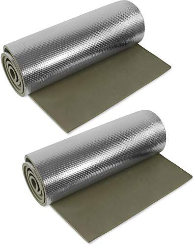 normani 1, 2, 3 oder 5 Ultraleichte Isomatten mit Aluminiumbeschichtung/Alu-Thermomatte Isomatte Farbe Oliv / 2 Stück