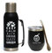 GAUCHO CEBAR Accessories for Yerba Mate Tee Set | Termo Vacuum Flask Acero Inoxidable 1L Negro y Acero Mate Taza de té 350 ml | Pajita Bombilla Liza 19 cm, apta para lavavajillas y duradera
