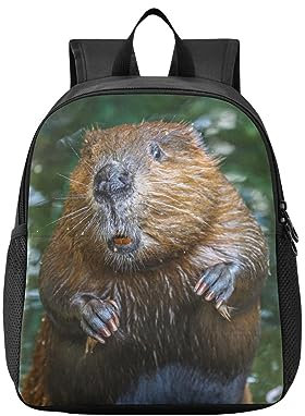 YOUJUNER Jungen Mädchen Schulrucksack Tier Biber Kinder Rucksack Sport Reise Schultasche Kinder Rucksack, 4-6 Jahre alt
