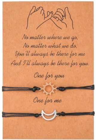 Freundschaftsarmband, Sonne und Mond Freundschaftsarmband, Pärchen Armband, Damen Schwester Abschlusspaar Beste Freundin Geburtstagsgeschenk, 2 Handgefertigte Passende Armbänder