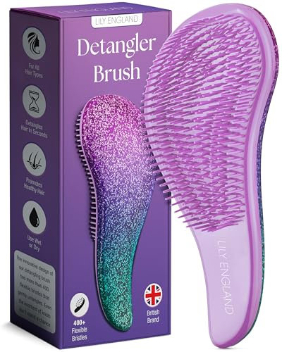 Haarbürste ohne Ziepen | Die Perfekte Detangler-Bürste für Locken, Glattes, Dickes, Dünnes Haar | Haarbürste für Kinder und Damen - Lily England Entwirrbürste für Lange Haare und Kurze (Pink/Lila)