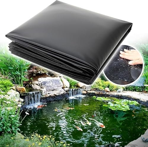 Adoture große Fischteichfolie, Gartenpoolmembran, verstärkte und verschönerte Umgebung 3 M x 6 M,0.1MM