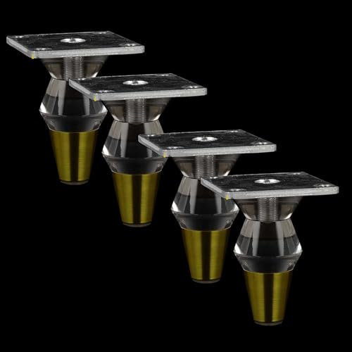 Lot de 4 Pieds de Meubles en Acrylique, Acrylique Transparent pour étagères de Rangement, Pieds en Verre Armoire, Table Base silencieuse antidérapante (18cm,With Foot Cover)