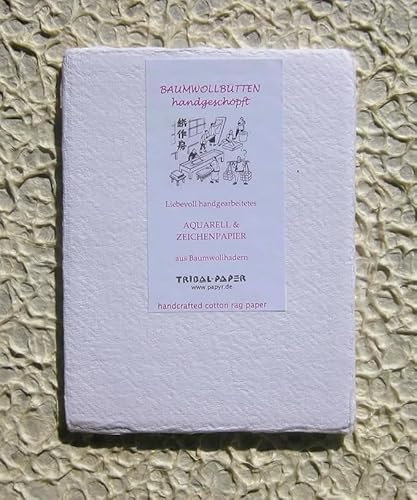 handgeschöpftes Büttenpapier mit Büttenrand Aquarellpapier A6 10 Bogen/Set 200g/m² naturweiß BaumwollLinters