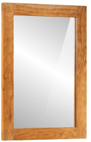 vidaXL Badspiegel, Spiegel Wandmontage, Schminkspiegel mit klarer Spiegelung, Kosmetikspiegel Wandspiegel Badmöbel, Massivholz Akazie Glas