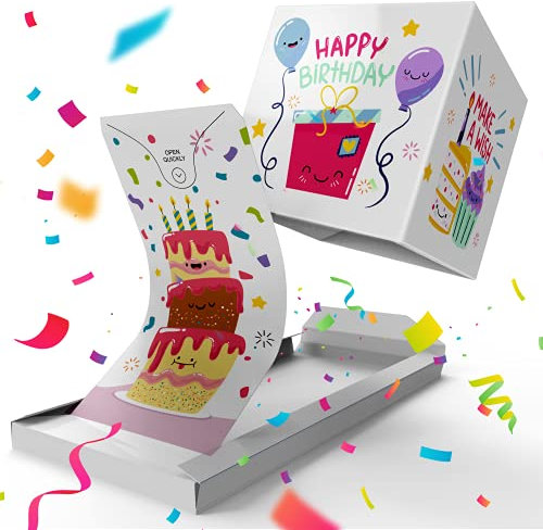 Notta&Belle FEEL LOVE EVERY MINUTE «BOOM!» Explosion Geburtstagskarte Happy Birthday (Party Zeit), Surprise Explodierende Karte mit Konfetti für Frau Mann Kollegen, Kinder